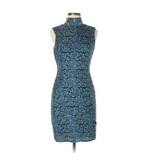 CATHERINE MALANDRINO Green Purple Black Sheath Dress - 100% Silk - NWT Size 6